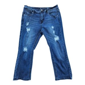 Grace in LA Womens Jeans Size 32 Womens Distressed Pants Blue